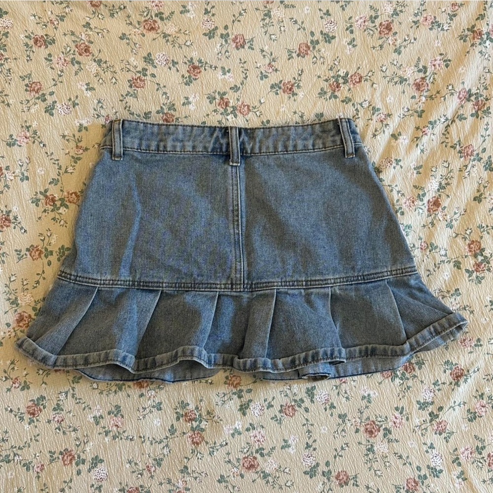 Denim Ruffle Mini Skirt - Blue - Picture 2 of 2